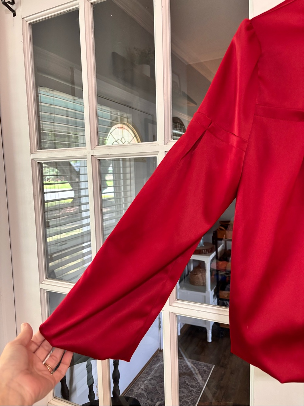 Apostrophe Red Ruffle-Neck Button Jacket - Picture 3 of 5